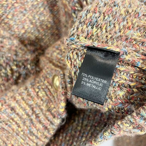 House of Harlow 1960 Brown Knit Fringe Shawl Cardigan Sweater - Size Medium - Picture 5 of 7